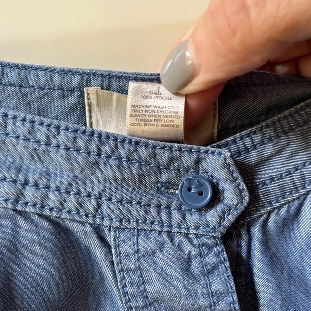 Like New LOFT Lyocell Long Denim skirt with buttons down the front